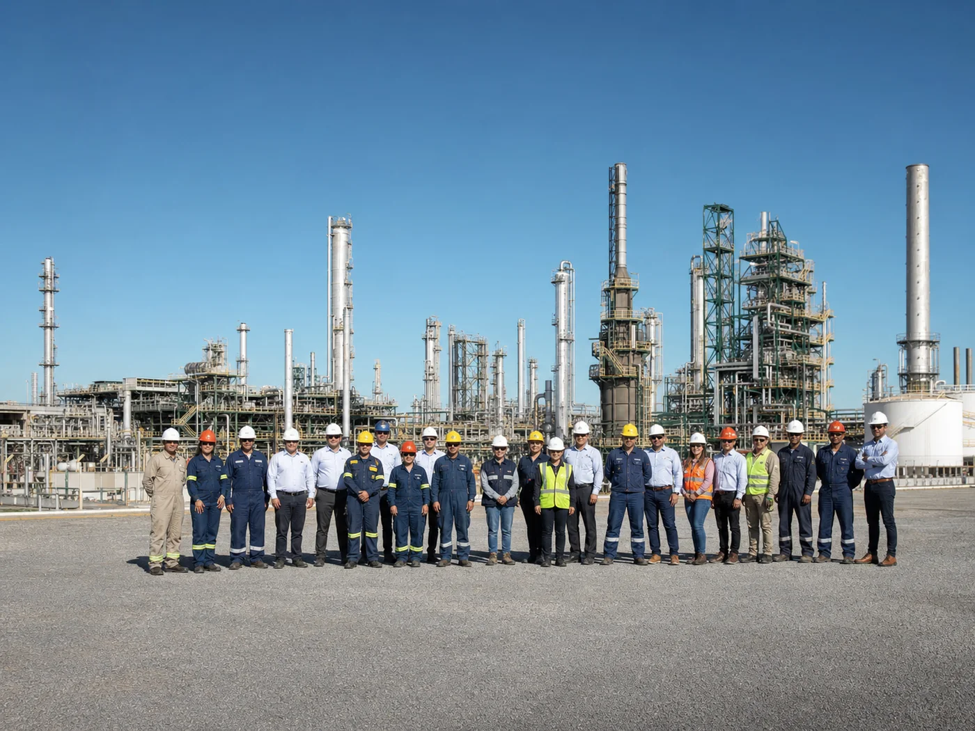 Equipo Caracas Telecom frente a infraestructura industrial